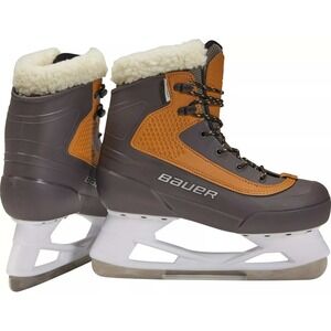 Bauer Expedition Recreational Ice Skates Kids Brown Tan Fleece Lined Skates SZ 4